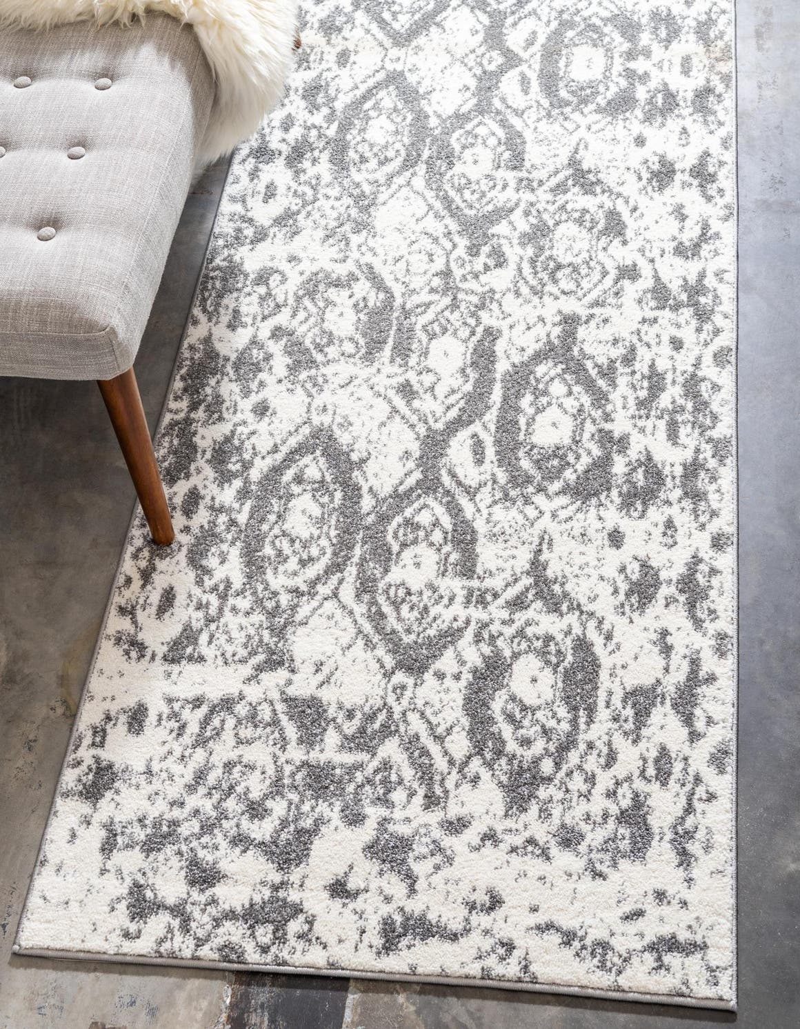 Light Gray 2' 7 x 10' Rosso Runner Area Rug Vintage Distressed Faded Traditional Design Carpet for Unique Home Interior Design for Sale at Rug Engine