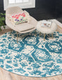 Blue 3' 3 x 3' 3 Rosso Round Area Rug Vintage Distressed Faded Traditional Design Carpet for Unique Home Interior Design for Sale at Rug Engine