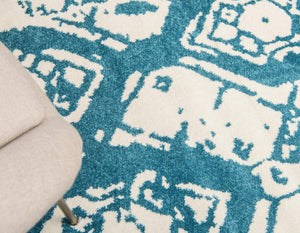 Blue 3' 3 x 3' 3 Rosso Round Area Rug Vintage Distressed Faded Traditional Design Carpet for Unique Home Interior Design for Sale at Rug Engine