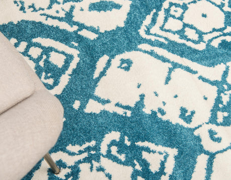 Blue 8' x 8' Rosso Round Area Rug Vintage Distressed Faded Traditional Design Carpet for Unique Home Interior Design for Sale at Rug Engine