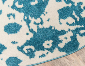 Blue 8' x 8' Rosso Round Area Rug Vintage Distressed Faded Traditional Design Carpet for Unique Home Interior Design for Sale at Rug Engine