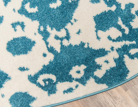 Blue 8' x 8' Rosso Round Area Rug Vintage Distressed Faded Traditional Design Carpet for Unique Home Interior Design for Sale at Rug Engine