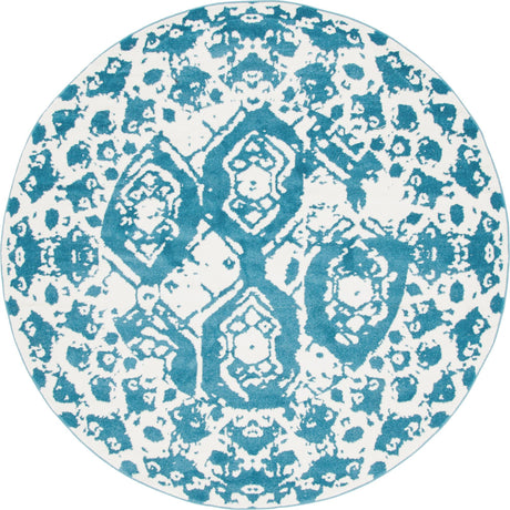 Blue 8' x 8' Rosso Round Area Rug Vintage Distressed Faded Traditional Design Carpet for Unique Home Interior Design for Sale at Rug Engine