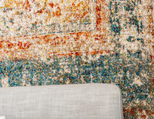 Blue 5' 1 x 8' Rosso Rectangle Area Rug Vintage Distressed Faded Traditional Design Carpet for Unique Home Interior Design for Sale at Rug Engine