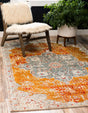 Orange 4' 1 x 6' 1 Rosso Rectangle Area Rug Vintage Distressed Faded Traditional Design Carpet for Unique Home Interior Design for Sale at Rug Engine