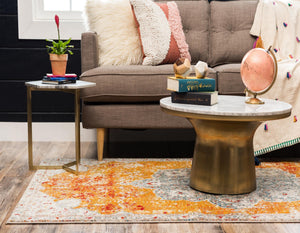 Orange 8' x 10' Rosso Rectangle Area Rug Vintage Distressed Faded Traditional Design Carpet for Unique Home Interior Design for Sale at Rug Engine