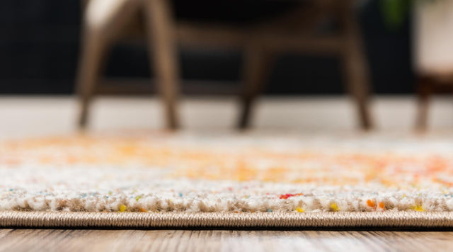 Orange 8' x 8' Rosso Round Area Rug Vintage Distressed Faded Traditional Design Carpet for Unique Home Interior Design for Sale at Rug Engine