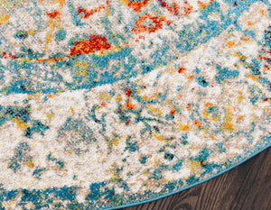 Orange 3' 3 x 3' 3 Rosso Round Area Rug Vintage Distressed Faded Traditional Design Carpet for Unique Home Interior Design for Sale at Rug Engine