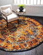 Orange 8' x 8' Rosso Round Area Rug Vintage Distressed Faded Traditional Design Carpet for Unique Home Interior Design for Sale at Rug Engine