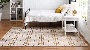 White Gold 2' x 3' 1 Marilyn Monroe Glam Rectangle Area Rug 70% Polypropylene & 30% Polyester Vivid Geometric Modern Carpet for Interior Home Decor for Sale at Rug Engine