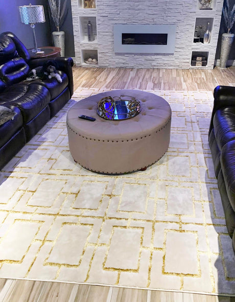 White Gold 3' 1 x 5' 3 Marilyn Monroe Glam Rectangle Area Rug 70% Polypropylene & 30% Polyester Vivid Geometric Modern Carpet for Interior Home Decor for Sale at Rug Engine