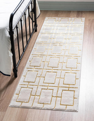 White Gold 2' x 10' Marilyn Monroe Glam Runner Area Rug 70% Polypropylene & 30% Polyester Vivid Geometric Modern Carpet for Interior Home Decor for Sale at Rug Engine