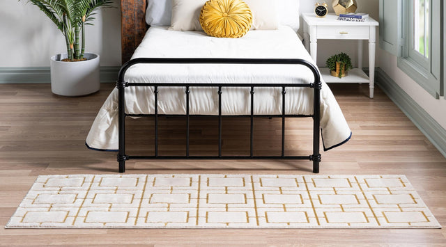 White Gold 2' x 6' 1 Marilyn Monroe Glam Runner Area Rug 70% Polypropylene & 30% Polyester Vivid Geometric Modern Carpet for Interior Home Decor for Sale at Rug Engine