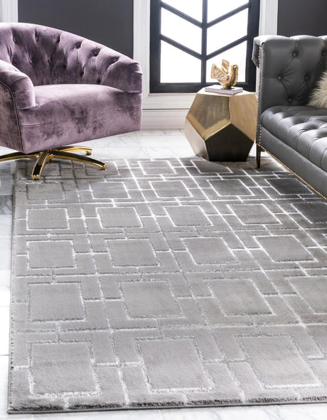 Gray Silver 6' 1 x 9' Marilyn Monroe Glam Rectangle Area Rug 70% Polypropylene & 30% Polyester Vivid Geometric Modern Carpet for Interior Home Decor for Sale at Rug Engine
