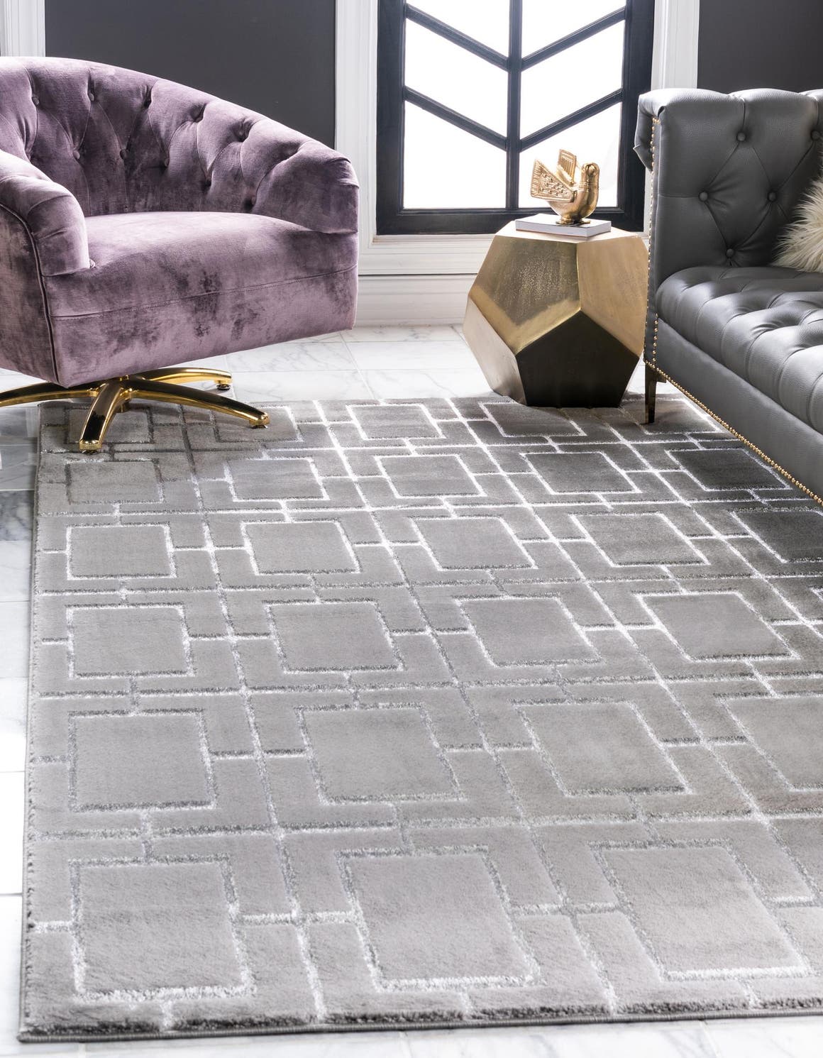 Gray Silver 10' x 14' 1 Marilyn Monroe Glam Rectangle Area Rug 70% Polypropylene & 30% Polyester Vivid Geometric Modern Carpet for Interior Home Decor for Sale at Rug Engine