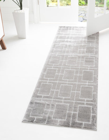 Gray Silver 2' x 10' Marilyn Monroe Glam Runner Area Rug 70% Polypropylene & 30% Polyester Vivid Geometric Modern Carpet for Interior Home Decor for Sale at Rug Engine
