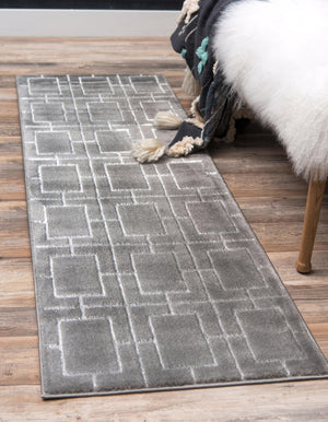 Gray Silver 2' x 10' Marilyn Monroe Glam Runner Area Rug 70% Polypropylene & 30% Polyester Vivid Geometric Modern Carpet for Interior Home Decor for Sale at Rug Engine