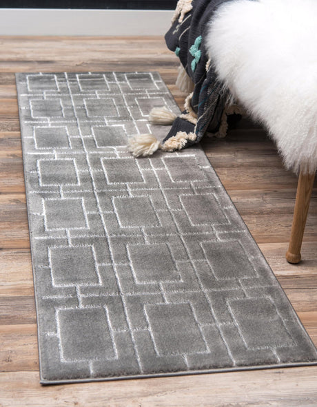 Gray Silver 2' x 10' Marilyn Monroe Glam Runner Area Rug 70% Polypropylene & 30% Polyester Vivid Geometric Modern Carpet for Interior Home Decor for Sale at Rug Engine