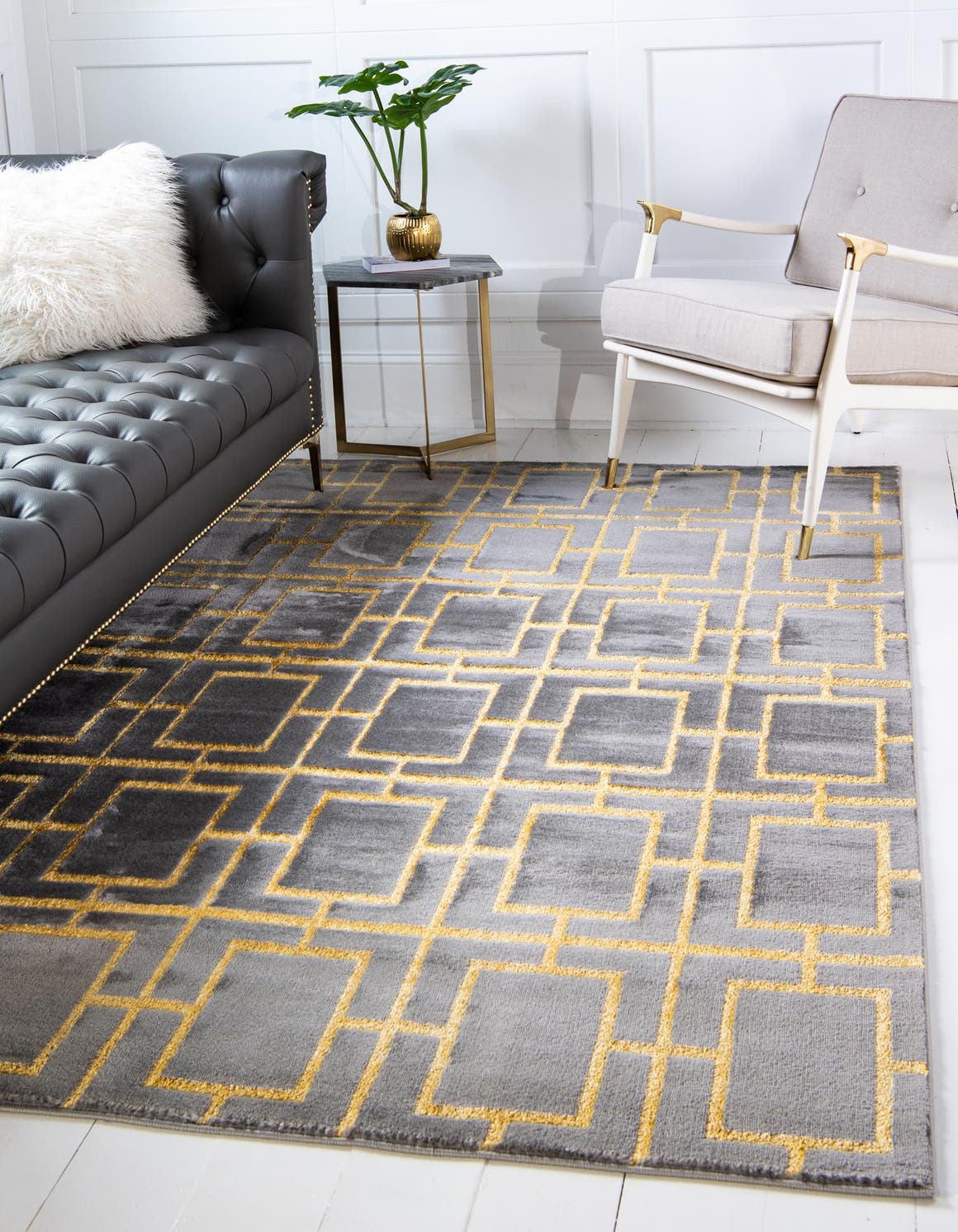 Gray Gold 3' 1 x 5' 3 Marilyn Monroe Glam Rectangle Area Rug 70% Polypropylene & 30% Polyester Vivid Geometric Modern Carpet for Interior Home Decor for Sale at Rug Engine