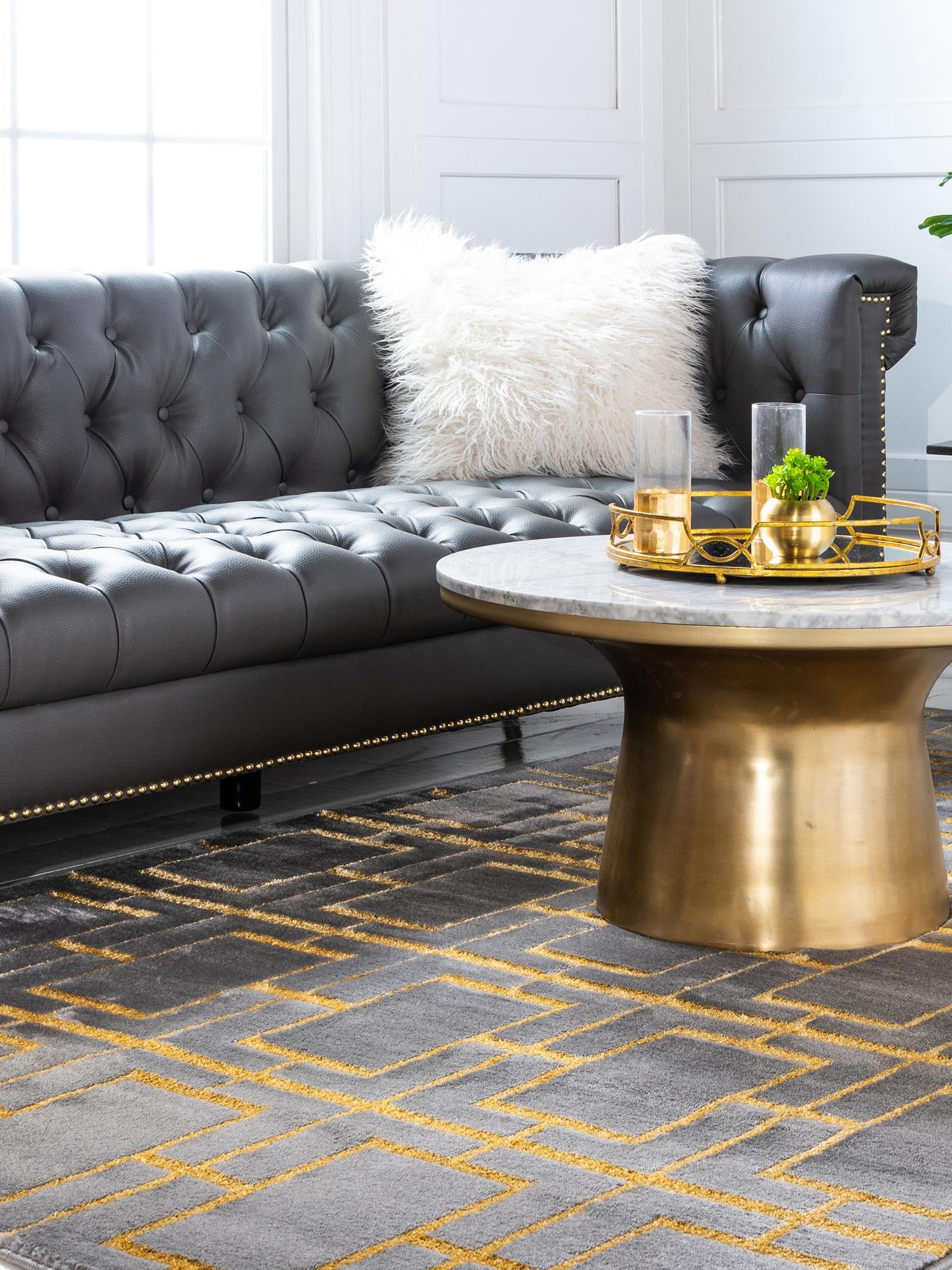 Gray Gold 3' 1 x 5' 3 Marilyn Monroe Glam Rectangle Area Rug 70% Polypropylene & 30% Polyester Vivid Geometric Modern Carpet for Interior Home Decor for Sale at Rug Engine