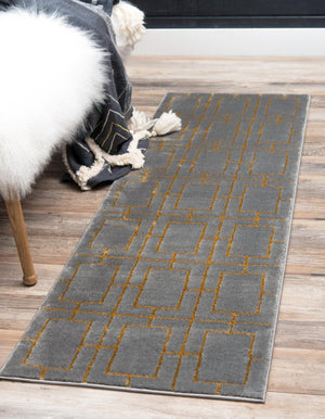 Gray Gold 2' x 6' 1 Marilyn Monroe Glam Runner Area Rug 70% Polypropylene & 30% Polyester Vivid Geometric Modern Carpet for Interior Home Decor for Sale at Rug Engine