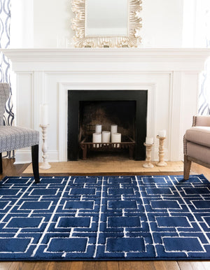 Navy Blue Silver 6' 1 x 9' Marilyn Monroe Glam Rectangle Area Rug 70% Polypropylene & 30% Polyester Vivid Geometric Modern Carpet for Interior Home Decor for Sale at Rug Engine