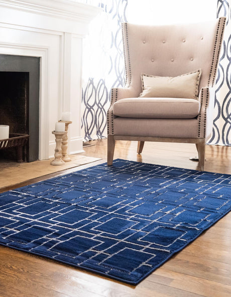 Navy Blue Silver 6' 1 x 9' Marilyn Monroe Glam Rectangle Area Rug 70% Polypropylene & 30% Polyester Vivid Geometric Modern Carpet for Interior Home Decor for Sale at Rug Engine