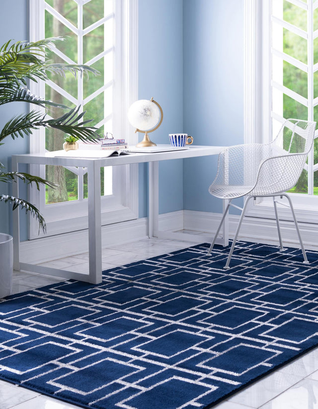 Navy Blue Silver 6' 1 x 9' Marilyn Monroe Glam Rectangle Area Rug 70% Polypropylene & 30% Polyester Vivid Geometric Modern Carpet for Interior Home Decor for Sale at Rug Engine