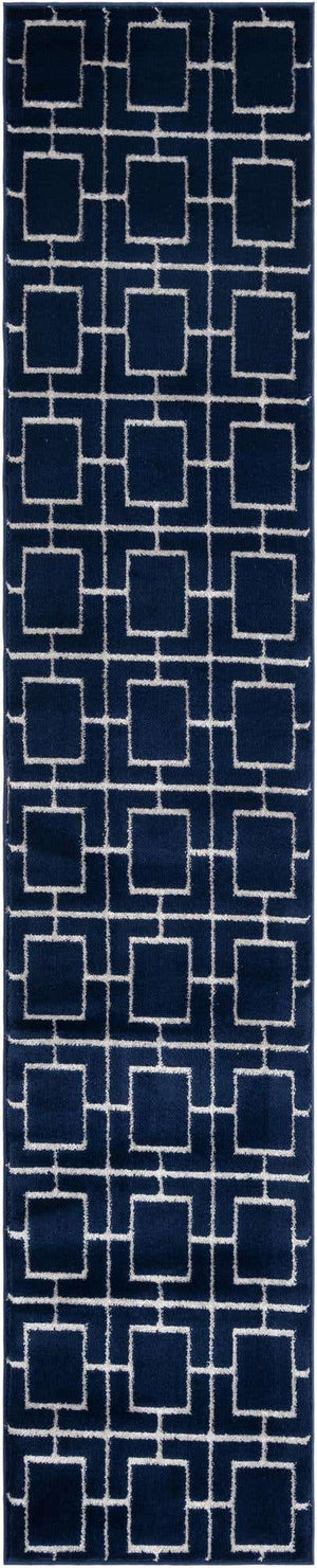Navy Blue Silver 2' x 10' Marilyn Monroe Glam Runner Area Rug 70% Polypropylene & 30% Polyester Vivid Geometric Modern Carpet for Interior Home Decor for Sale at Rug Engine