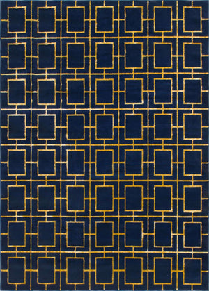 Navy Blue Gold 9' x 12' Marilyn Monroe Glam Rectangle Area Rug 70% Polypropylene & 30% Polyester Vivid Geometric Modern Carpet for Interior Home Decor for Sale at Rug Engine