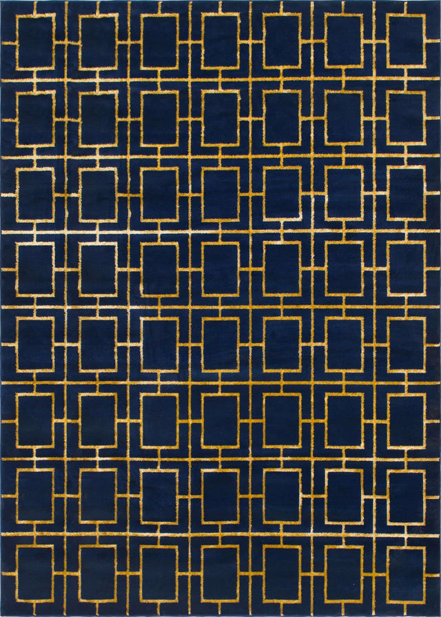 Navy Blue Gold 9' x 12' Marilyn Monroe Glam Rectangle Area Rug 70% Polypropylene & 30% Polyester Vivid Geometric Modern Carpet for Interior Home Decor for Sale at Rug Engine