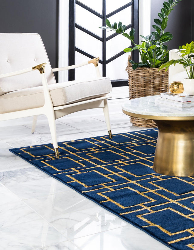 Navy Blue Gold 10' x 14' 1 Marilyn Monroe Glam Rectangle Area Rug 70% Polypropylene & 30% Polyester Vivid Geometric Modern Carpet for Interior Home Decor for Sale at Rug Engine