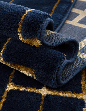 Navy Blue Gold 5' 3 x 8' Marilyn Monroe Glam Rectangle Area Rug 70% Polypropylene & 30% Polyester Vivid Geometric Modern Carpet for Interior Home Decor for Sale at Rug Engine