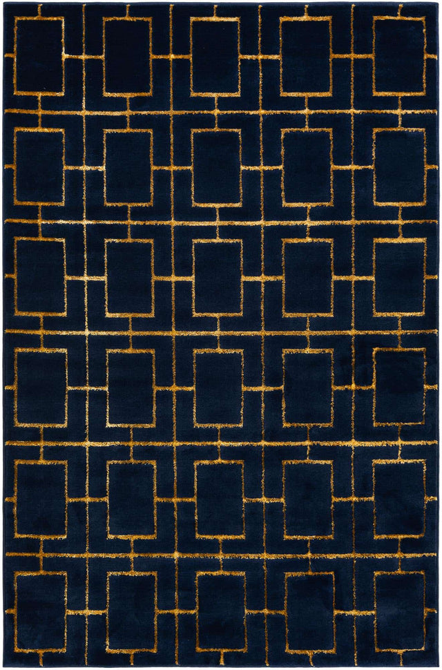 Navy Blue Gold 5' 3 x 8' Marilyn Monroe Glam Rectangle Area Rug 70% Polypropylene & 30% Polyester Vivid Geometric Modern Carpet for Interior Home Decor for Sale at Rug Engine