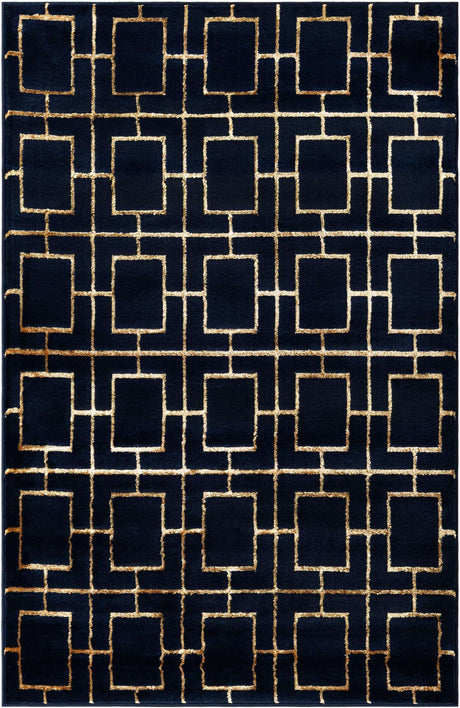 Navy Blue Gold 4' 1 x 6' 1 Marilyn Monroe Glam Rectangle Area Rug 70% Polypropylene & 30% Polyester Vivid Geometric Modern Carpet for Interior Home Decor for Sale at Rug Engine