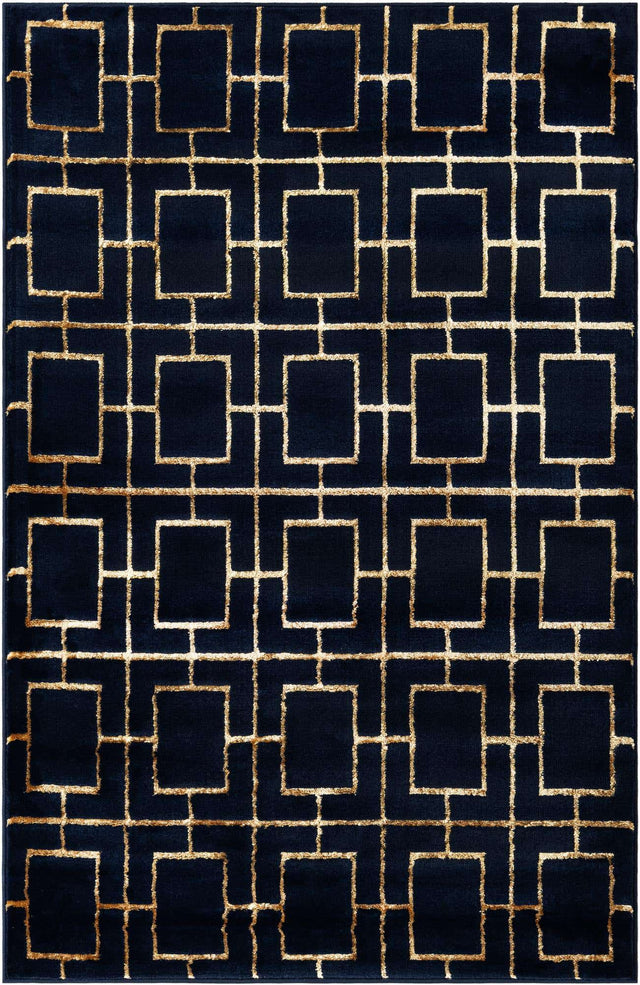 Navy Blue Gold 4' 1 x 6' 1 Marilyn Monroe Glam Rectangle Area Rug 70% Polypropylene & 30% Polyester Vivid Geometric Modern Carpet for Interior Home Decor for Sale at Rug Engine