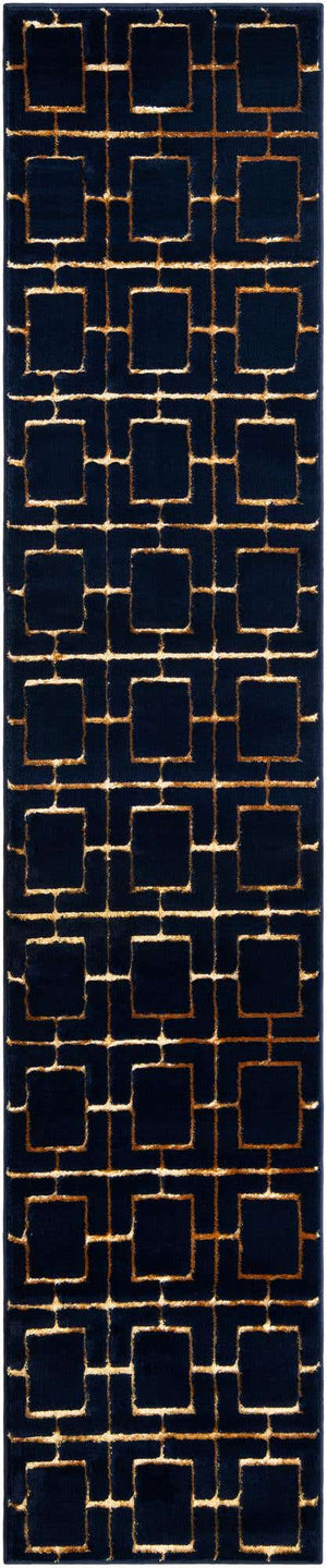 Navy Blue Gold 2' x 10' Marilyn Monroe Glam Runner Area Rug 70% Polypropylene & 30% Polyester Vivid Geometric Modern Carpet for Interior Home Decor for Sale at Rug Engine