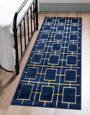 Navy Blue Gold 2' x 6' 1 Marilyn Monroe Glam Runner Area Rug 70% Polypropylene & 30% Polyester Vivid Geometric Modern Carpet for Interior Home Decor for Sale at Rug Engine