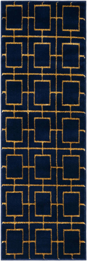 Navy Blue Gold 2' x 6' 1 Marilyn Monroe Glam Runner Area Rug 70% Polypropylene & 30% Polyester Vivid Geometric Modern Carpet for Interior Home Decor for Sale at Rug Engine