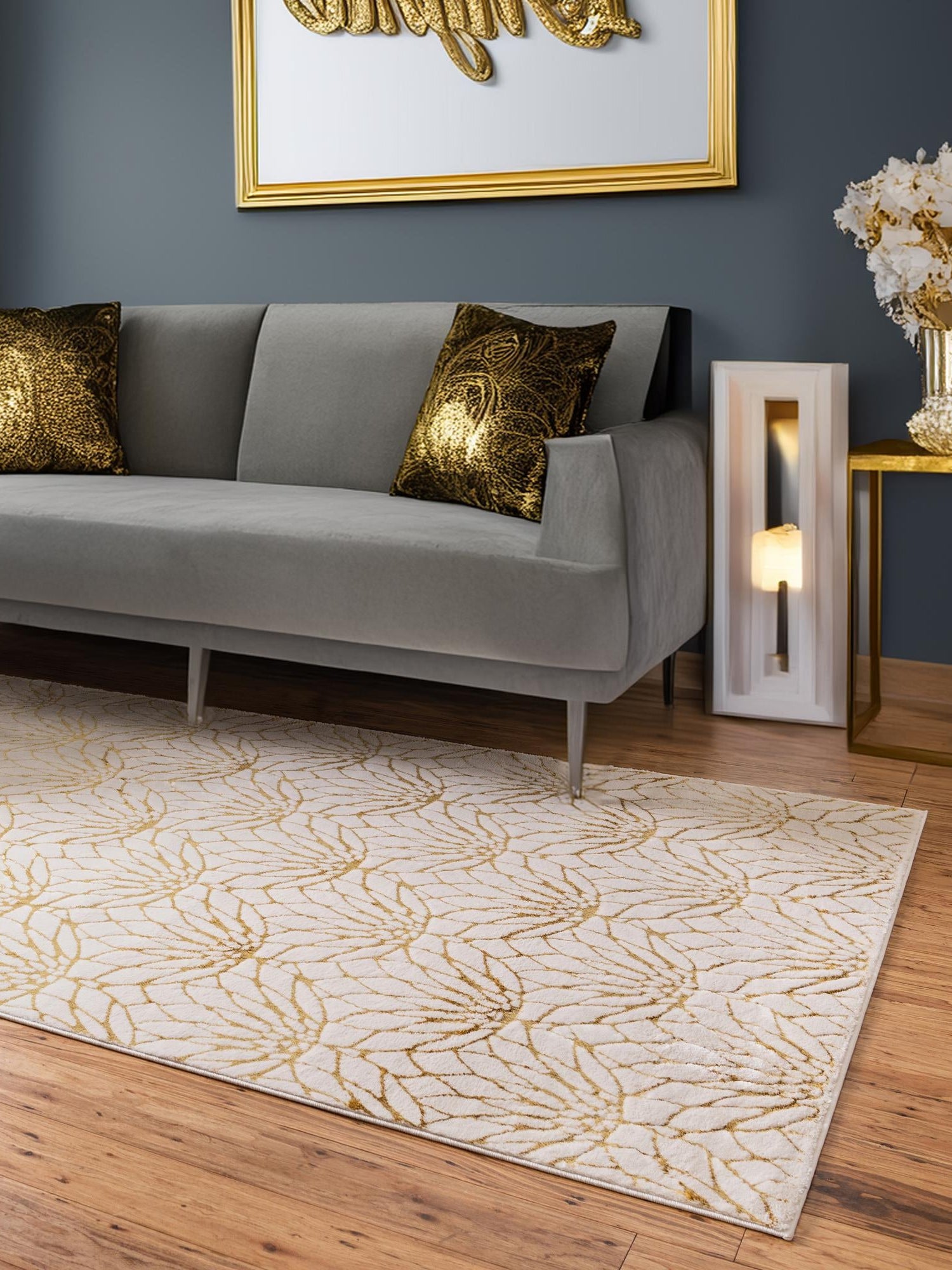 White Gold 4' 1 x 6' 1 Marilyn Monroe Glam Rectangle Area Rug 70% Polypropylene & 30% Polyester Vivid Geometric Modern Carpet for Interior Home Decor for Sale at Rug Engine