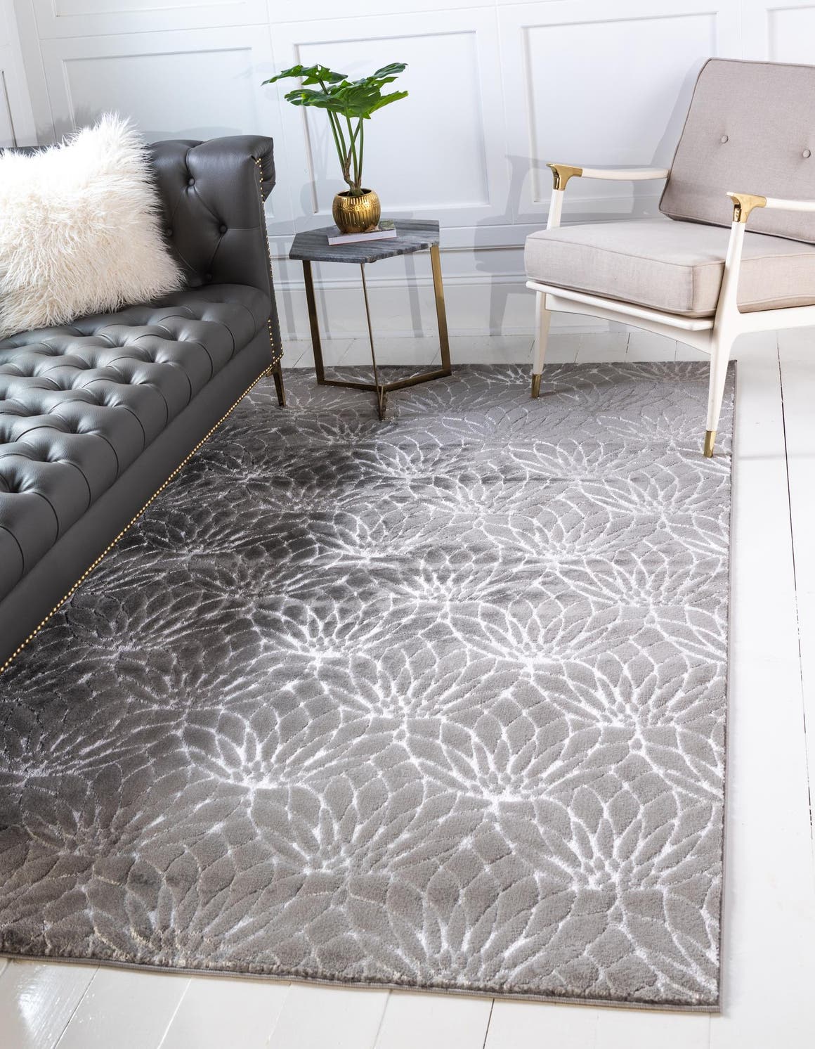 Gray Silver 2' x 3' 1 Marilyn Monroe Glam Rectangle Area Rug 70% Polypropylene & 30% Polyester Vivid Geometric Modern Carpet for Interior Home Decor for Sale at Rug Engine