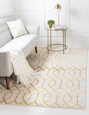 White Gold 7' 1 x 10' Marilyn Monroe Glam Rectangle Area Rug 70% Polypropylene & 30% Polyester Vivid Geometric Modern Carpet for Interior Home Decor for Sale at Rug Engine
