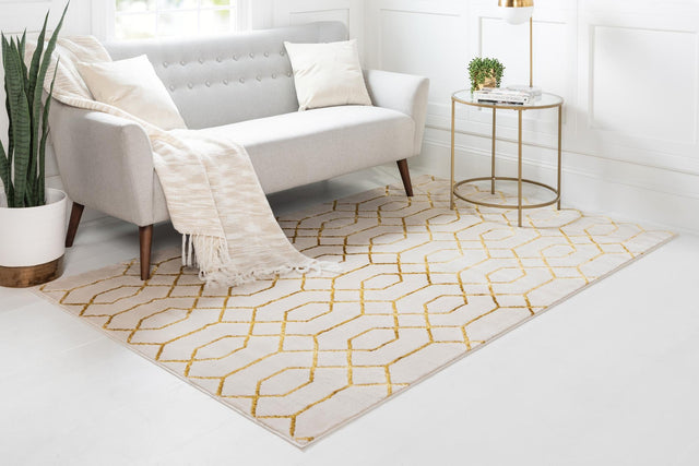 White Gold 5' 3 x 8' Marilyn Monroe Glam Rectangle Area Rug 70% Polypropylene & 30% Polyester Vivid Geometric Modern Carpet for Interior Home Decor for Sale at Rug Engine