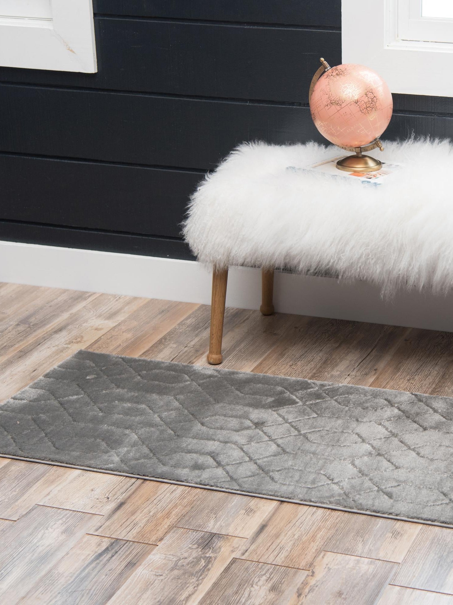 Gray Silver 2' 7 x 12' Marilyn Monroe Glam Runner Area Rug 70% Polypropylene & 30% Polyester Vivid Geometric Modern Carpet for Interior Home Decor for Sale at Rug Engine