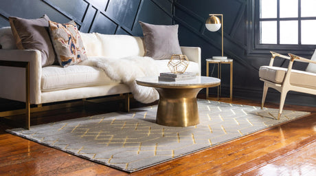 Gray Gold 7' 1 x 10' Marilyn Monroe Glam Rectangle Area Rug 70% Polypropylene & 30% Polyester Vivid Geometric Modern Carpet for Interior Home Decor for Sale at Rug Engine