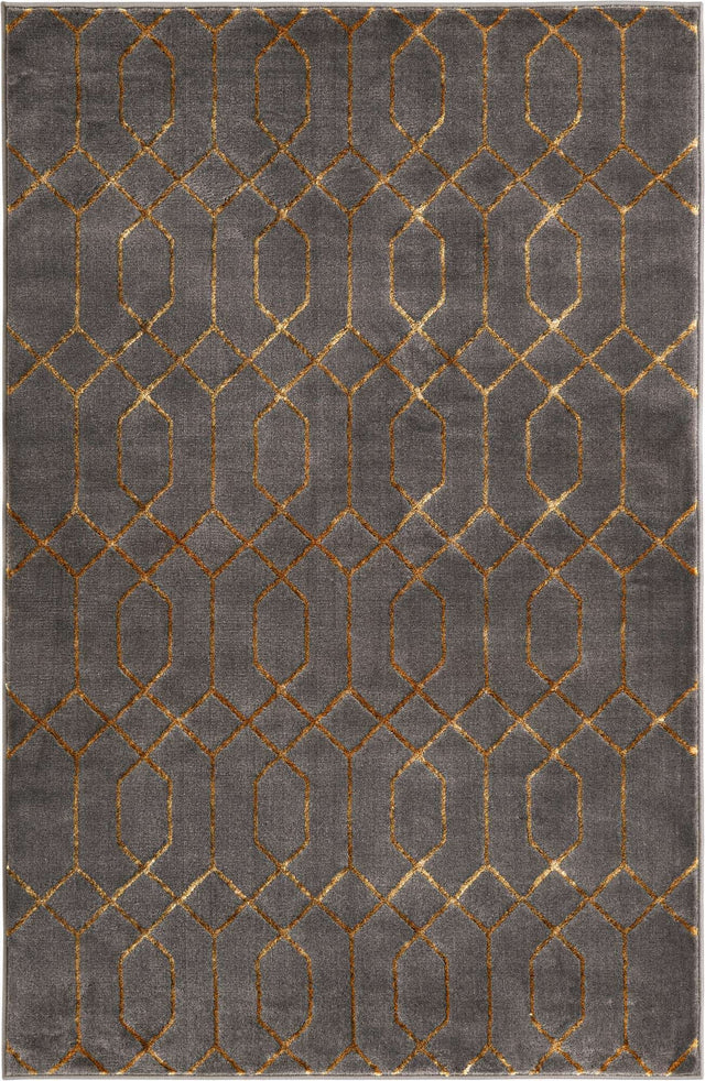 Gray Gold 4' 1 x 6' 1 Marilyn Monroe Glam Rectangle Area Rug 70% Polypropylene & 30% Polyester Vivid Geometric Modern Carpet for Interior Home Decor for Sale at Rug Engine