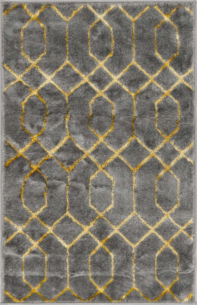 Gray Gold 2' x 3' 1 Marilyn Monroe Glam Rectangle Area Rug 70% Polypropylene & 30% Polyester Vivid Geometric Modern Carpet for Interior Home Decor for Sale at Rug Engine