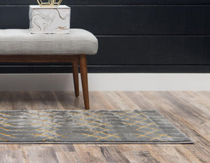 Gray Gold 2' 7 x 12' Marilyn Monroe Glam Runner Area Rug 70% Polypropylene & 30% Polyester Vivid Geometric Modern Carpet for Interior Home Decor for Sale at Rug Engine