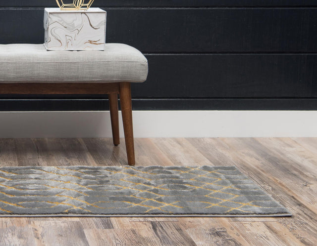 Gray Gold 2' 7 x 12' Marilyn Monroe Glam Runner Area Rug 70% Polypropylene & 30% Polyester Vivid Geometric Modern Carpet for Interior Home Decor for Sale at Rug Engine