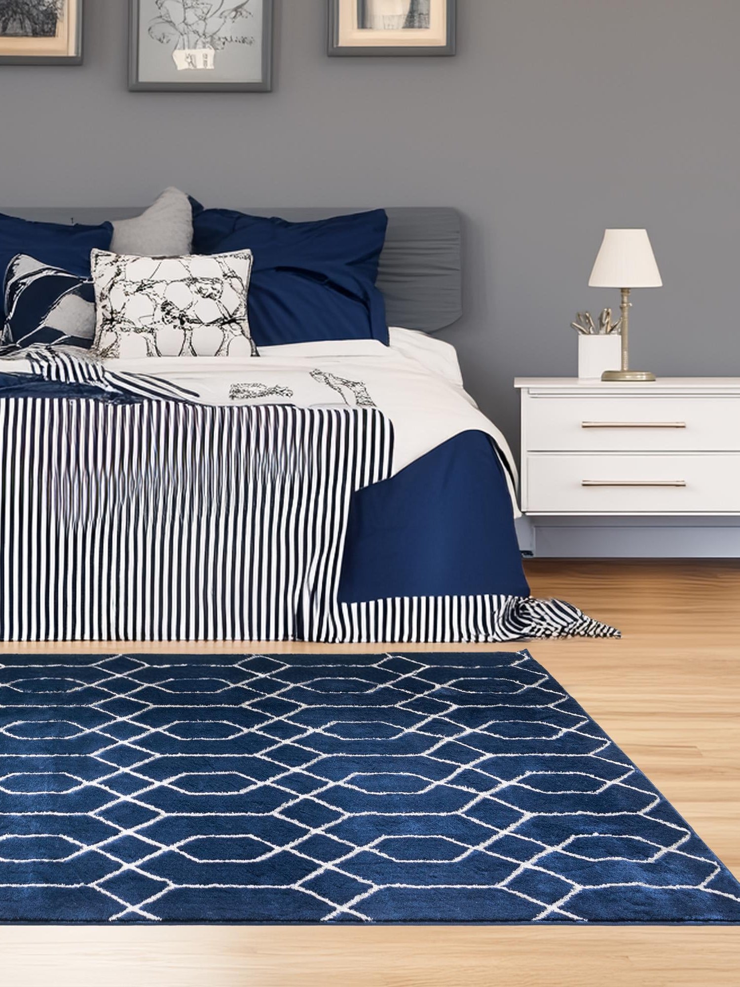 Navy Blue Silver 6' 1 x 9' Marilyn Monroe Glam Rectangle Area Rug 70% Polypropylene & 30% Polyester Vivid Geometric Modern Carpet for Interior Home Decor for Sale at Rug Engine
